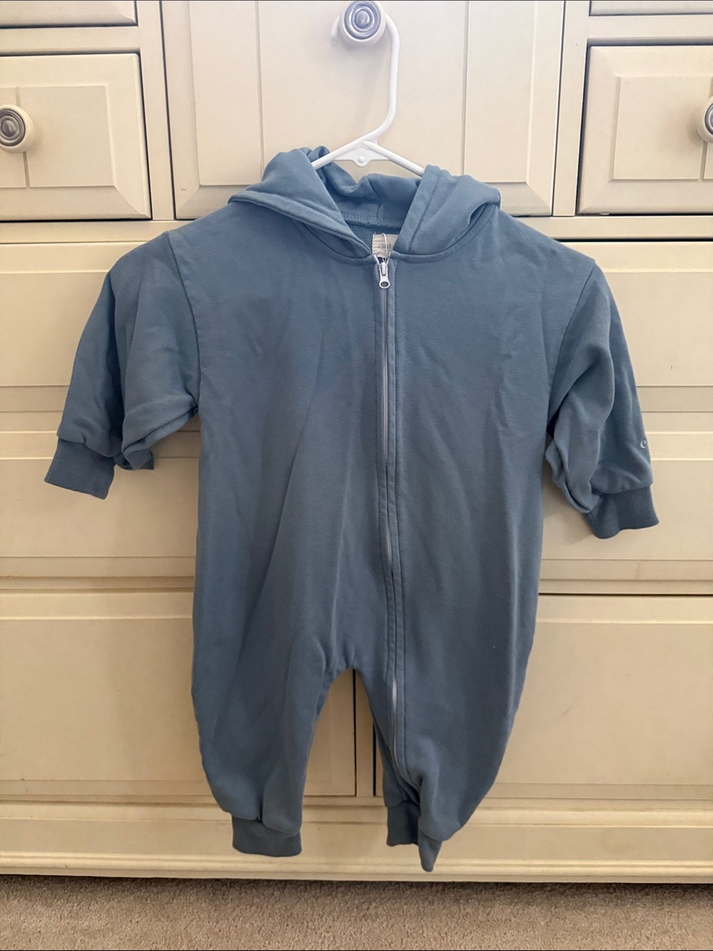 Toddler Hooded Zip One-Piece Footie in Slate Blue